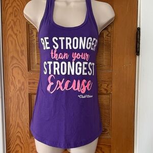 “Be Stronger Than Your Strongest Excuse" #ClubFitWear Purple Racerback Tank